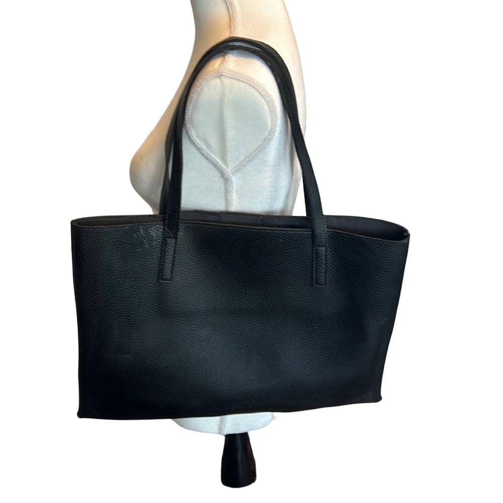 Vince Camuto Luck Women's Black Pebbled Vegan Leather Tote Bag Size Large